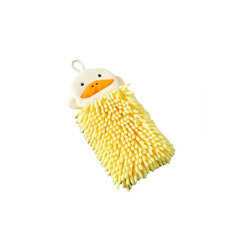 foto del prodotto cyslmuk 2 pezzi asciugamani da appendere a forma di animale giallo e blu, assorbenti, ad asciugatura rapida, in microfibra, con passanti per