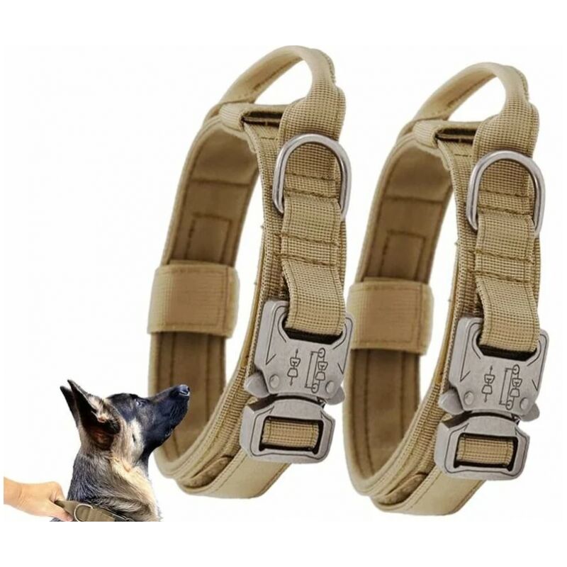 foto del prodotto cyslmuk 2 pezzi collari tattici per cani, collare per cani personalizzato, collare di addestramento regolabile per cani di taglia media e grande l