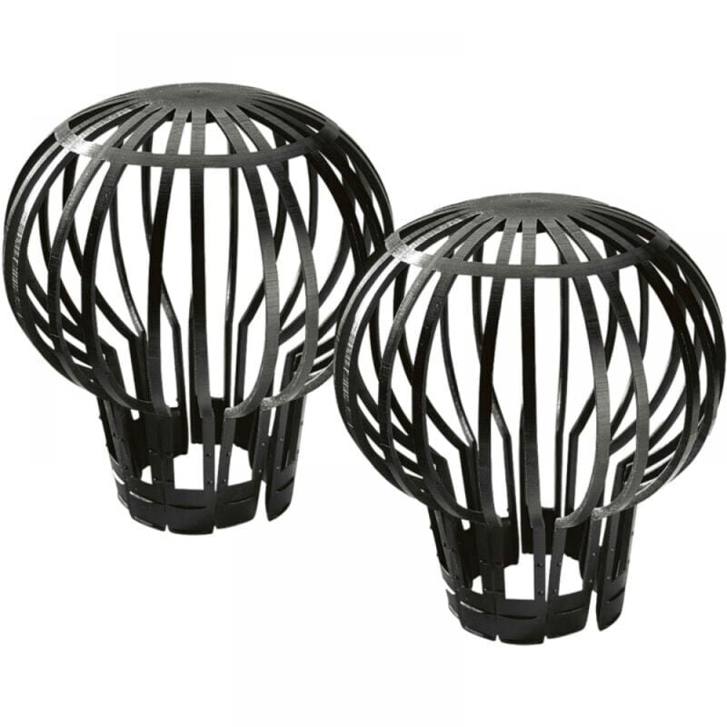 foto del prodotto cyslmuk 2 pezzi di scarico per pavimento del tetto in plastica nera, scarico anti blocco, copertura in rete rotonda