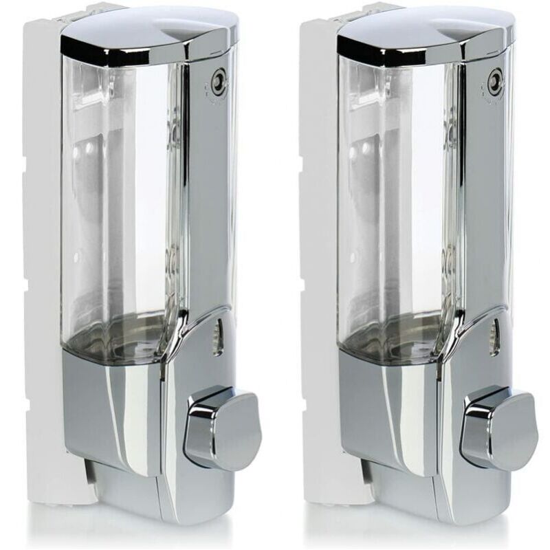 foto del prodotto cyslmuk 2 pezzi dispenser di sapone da parete dispenser di sapone da parete, ricaricabile dispenser di sapone per gel doccia e shampoo cromo 
