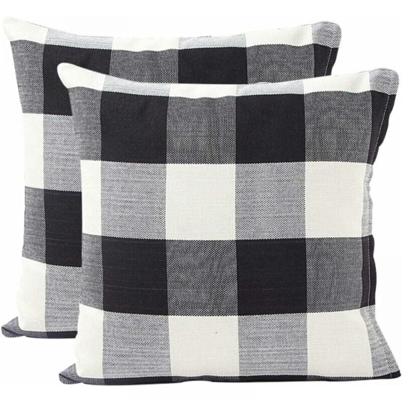foto del prodotto cyslmuk 2 pezzi federa per cuscino bianco e nero 45x45cm federa per cuscino a quadri geometrici per divano soggiorno camera da letto arredamento