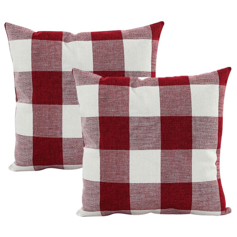 foto del prodotto cyslmuk 2 pezzi federa per cuscino rosso e bianco 45x45cm federa per cuscino a quadri geometrici per divano soggiorno camera da letto arredamento