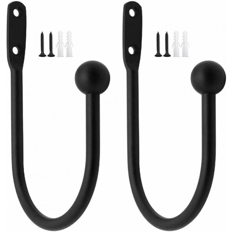 foto del prodotto cyslmuk 2 pezzi fermatende per tende ganci decorativi per finestre fermatende fermatende in metallo per tende pesanti e leggere ganci nero