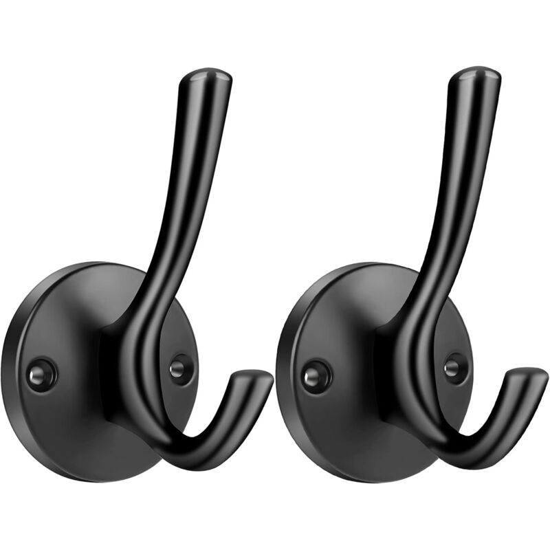 foto del prodotto cyslmuk 2 pezzi ganci appendiabiti e cappelli da parete in metallo massiccio, gancio per asciugamani per cucina, bagno, soggiorno e ufficio, nero
