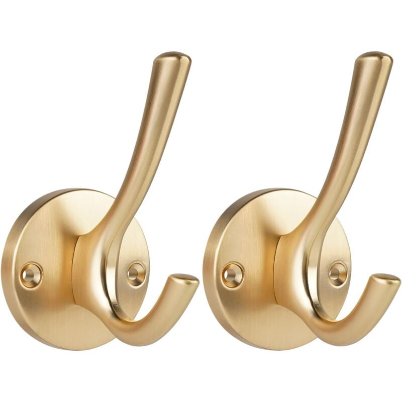 foto del prodotto cyslmuk 2 pezzi ganci appendiabiti e cappelli da parete in metallo massiccio, gancio per asciugamani per cucina, bagno, soggiorno e ufficio, oro
