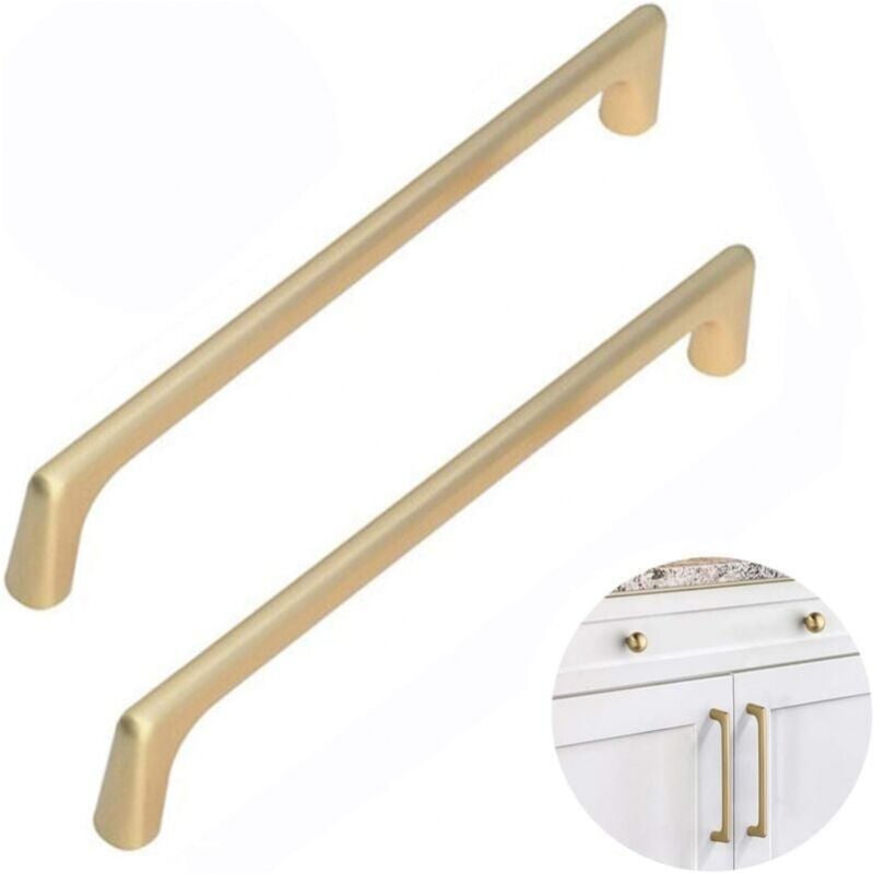 foto del prodotto cyslmuk 2 pezzi maniglie per porte dei cassetti della cucina in ottone spazzolato, maniglie per porte dei mobili per cucina, camera da letto,