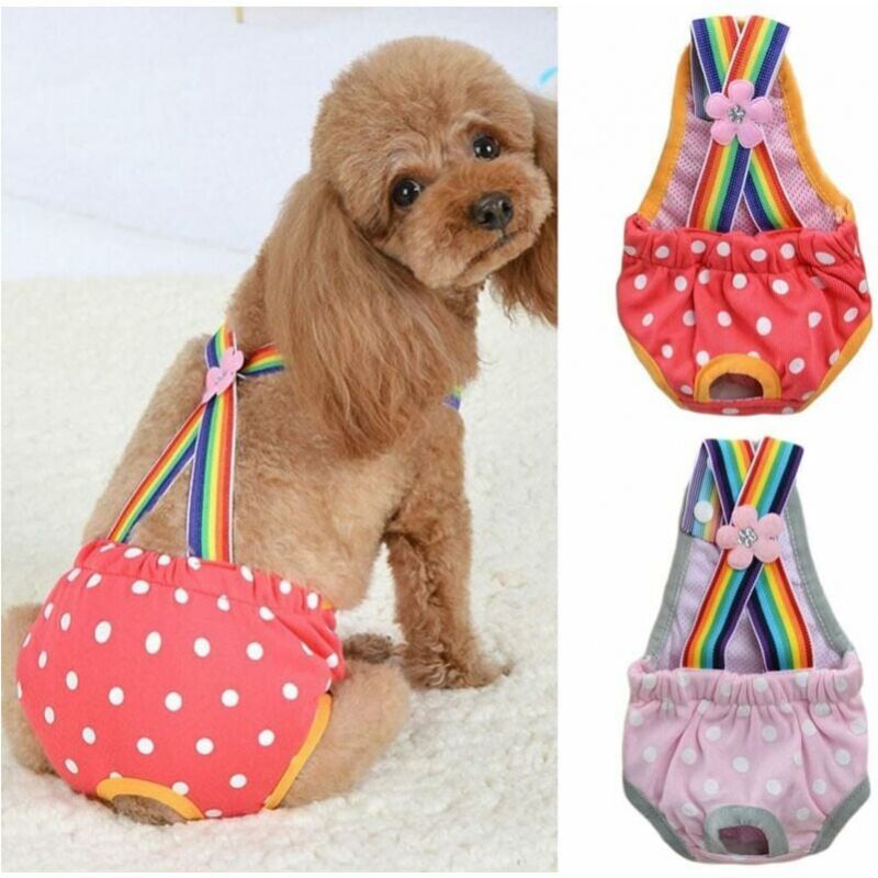 foto del prodotto cyslmuk 2 pezzi mutandine per cuccioli con bavaglino pannolini fisiologici pantaloni di sicurezza per cani di piccola taglia, m