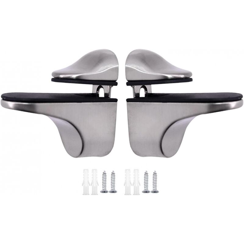 foto del prodotto cyslmuk 2 pezzi supporto per mensola in vetro argento spazzolato supporto regolabile in 2 pezzi supporti per ripiani in legno vetro spessi 3 21 mm