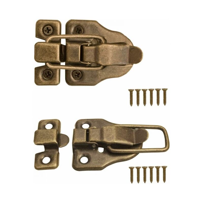 foto del prodotto cyslmuk 2 x chiusure per bauli, scatole, valigie, guarnizioni in metallo, design vintage in ottone, set da 2 con viti,