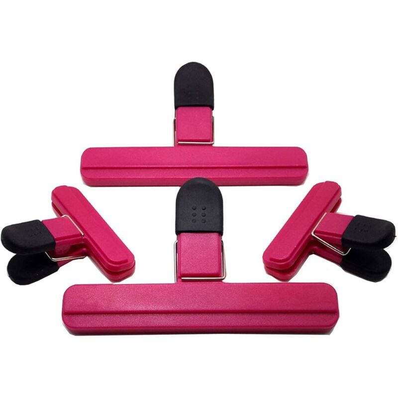 foto del prodotto cyslmuk 2 x grandi 2 x piccole clip rosse per sacchetti della spesa, ganci per vestiti, clip di chiusura in plastica, clip di chiusura colorate per