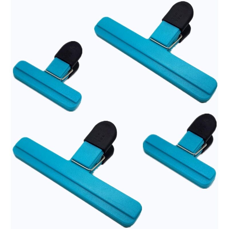 foto del prodotto cyslmuk 2 x grandi 2 x piccoli ganci per vestiti blu per sacchetti della spesa, clip di chiusura in plastica, clip di chiusura colorate per