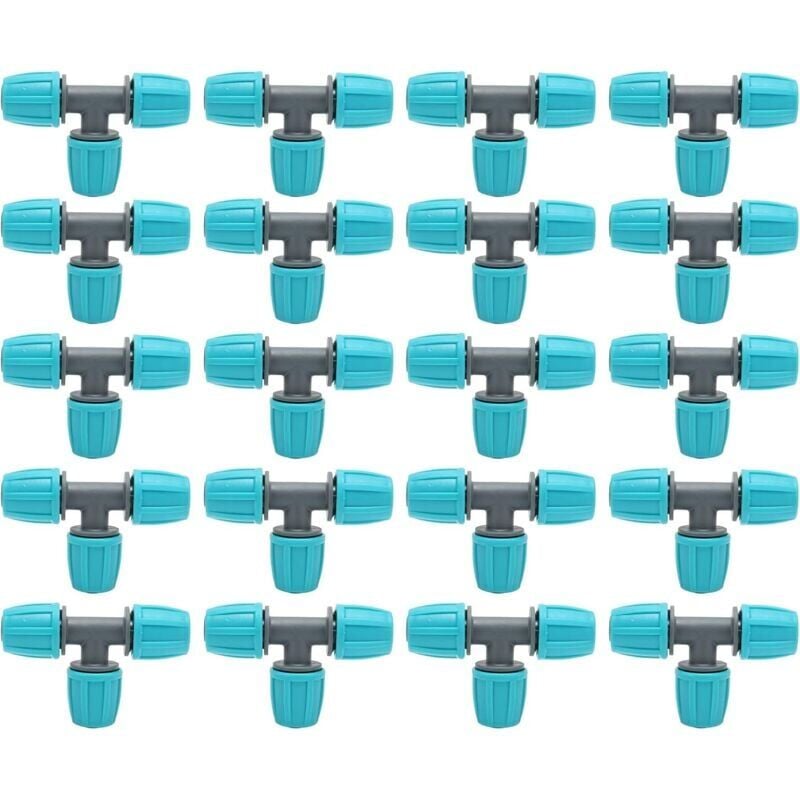 foto del prodotto cyslmuk 20 connettori a t con spina, connettori per tubi flessibili con spina da 16 mm, accessori per irrigazione a goccia, connettori per tubi