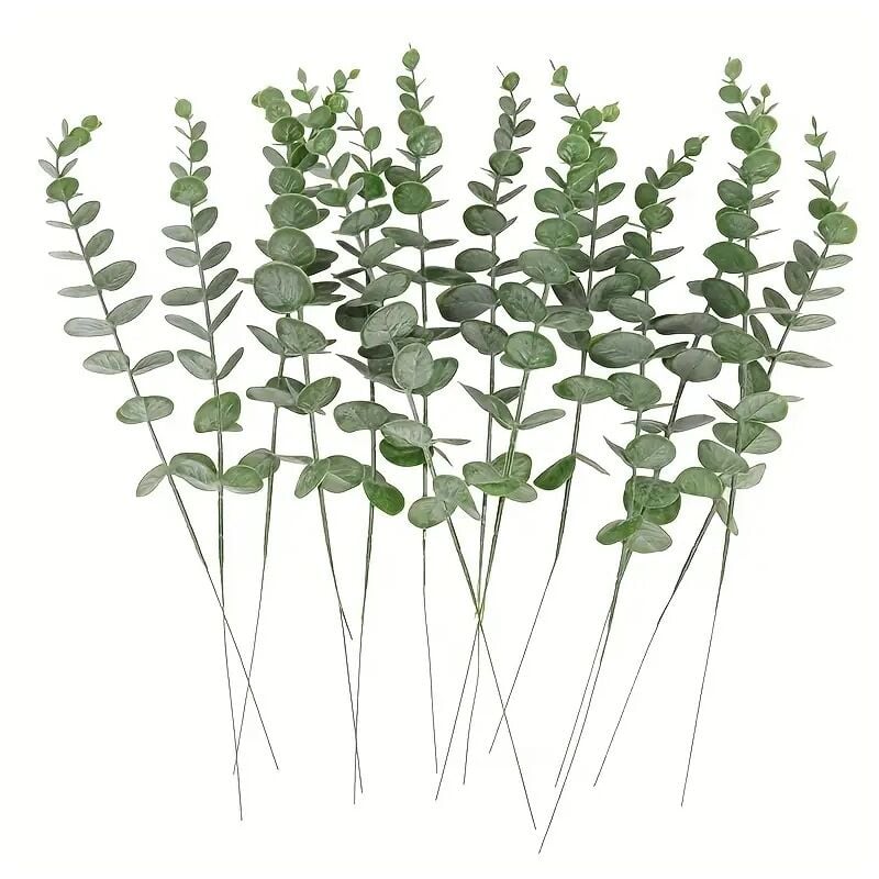 foto del prodotto cyslmuk 20 pezzi di rami di eucalipto artificiali, steli di eucalipto artificiali, foglie di eucalipto finte, piante artificiali per decorazioni di
