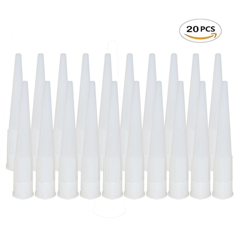 foto del prodotto cyslmuk 20 pezzi di ugelli di ricambio per pistola in silicone per sigillante adesivo in silicone con raschietto in plastica per estensione di
