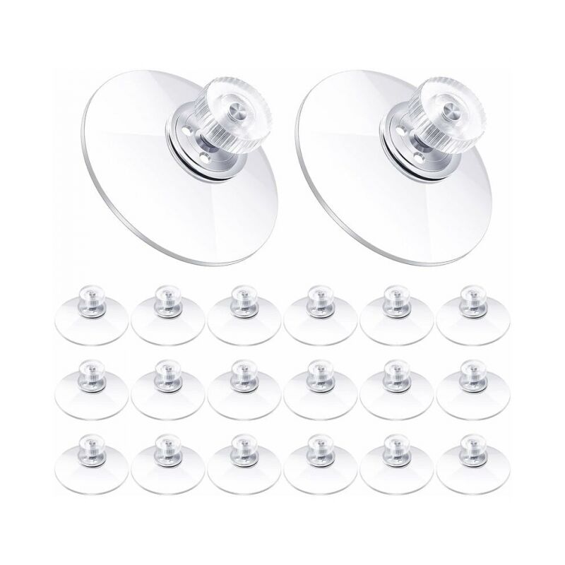 foto del prodotto cyslmuk 20 pezzi ventose in plastica da 40 mm, ventose in pvc trasparente, supporto a ventosa con adesivo forte con dado per tenda da sole per