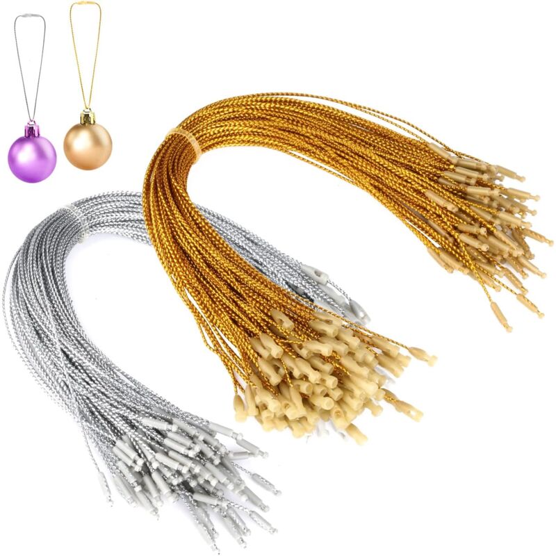 foto del prodotto cyslmuk 200 pezzi di spago natalizio, corde decorative per appendere ornamenti natalizi, per feste sull albero di natale oro, argento 