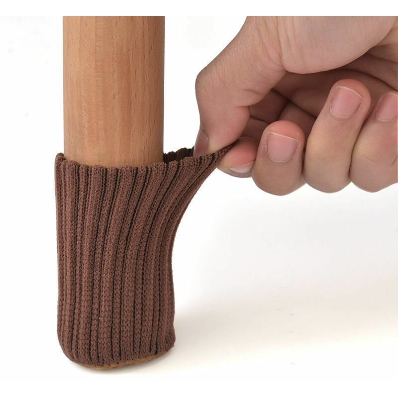 foto del prodotto cyslmuk 24 pezzi calzini antiscivolo per gambe di sedie prevengono graffi e riducono il rumore marrone 7 4cm