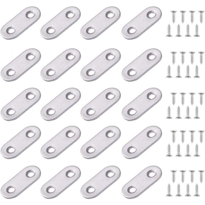 foto del prodotto cyslmuk 24 pezzi piastre di fissaggio piatte dritte staffe di supporto in metallo piatte dritte piastre gambe di assemblaggio 16 x 36 mm staffe di