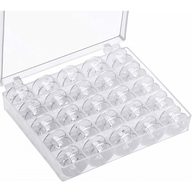 foto del prodotto cyslmuk 25 pezzi trasparenti bobine per macchina da cucire, bobine universali per macchina da cucire, bobine in plastica per macchina da cucire