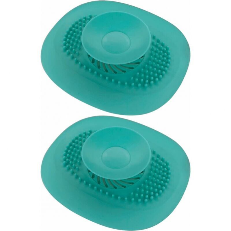 foto del prodotto cyslmuk 2x tappo universale per vasca da bagno, in silicone, per lavello, lavabo, cucina, pavimento, lavanderia, bagno, filtro antiodore, azzurro
