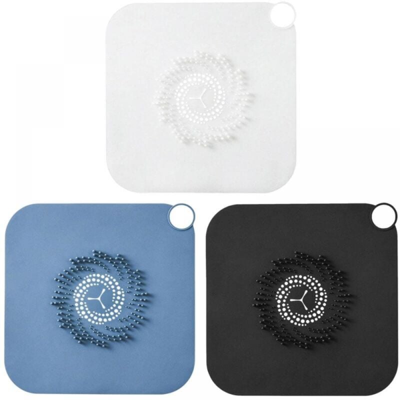 foto del prodotto cyslmuk 3 copri scarico doccia blu bianco trasparente nero , facili da installare e pulire, per gli scarichi del bagno