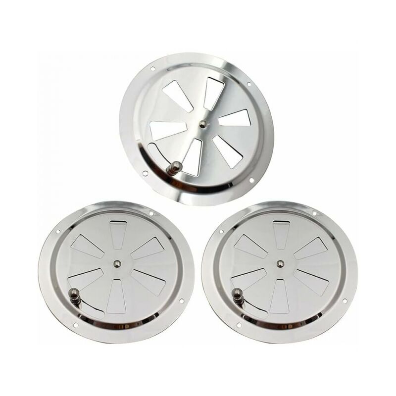 foto del prodotto cyslmuk 3 pezzi 125mm griglia di ventilazione rotonda, griglia di ventilazione in acciaio inox rosetta, ventola di ventilazione regolabile, per