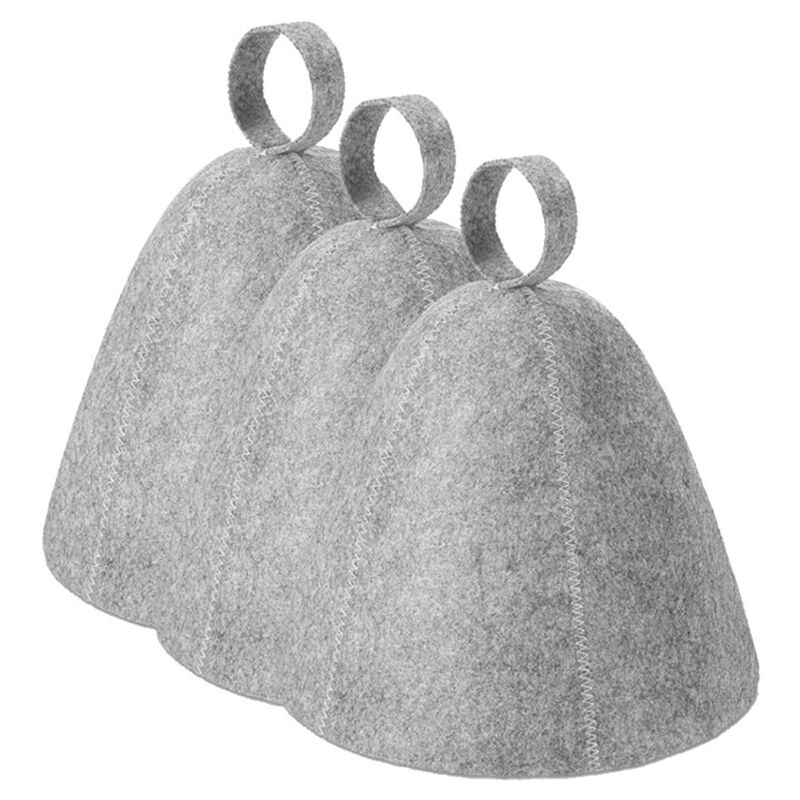 foto del prodotto cyslmuk 3 pezzi cappello da sauna cappello da sauna in feltro grigio per donne e uomini cappello da sauna cappelli da sauna in feltro cappello da