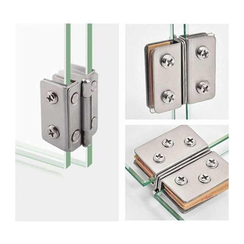 foto del prodotto cyslmuk - 4 cerniere per porte in vetro in acciaio inox, angolo di apertura di 180 per vetri spessi 5-7 mm