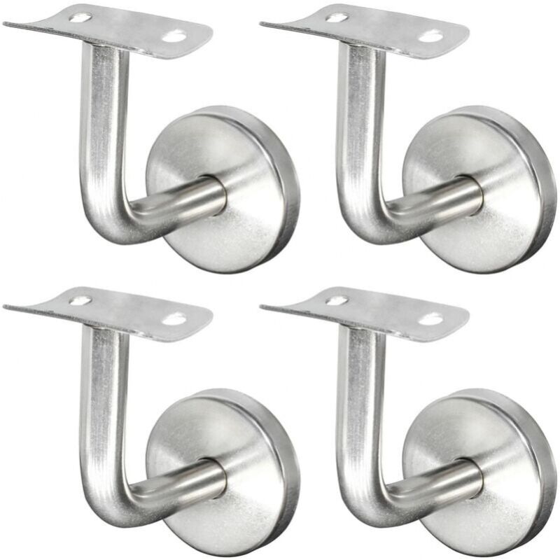 foto del prodotto cyslmuk 4 pezzi 304 staffa corrimano in acciaio inox per ringhiera scale montaggio a parete ringhiera in legno argento, 60x60