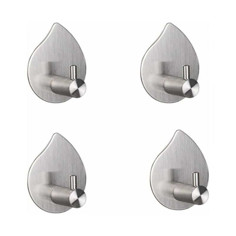 foto del prodotto cyslmuk 4 pezzi argento 304 acciaio inossidabile spazzolato gancio per asciugamani da parete senza foratura porta asciugamani per bagno o