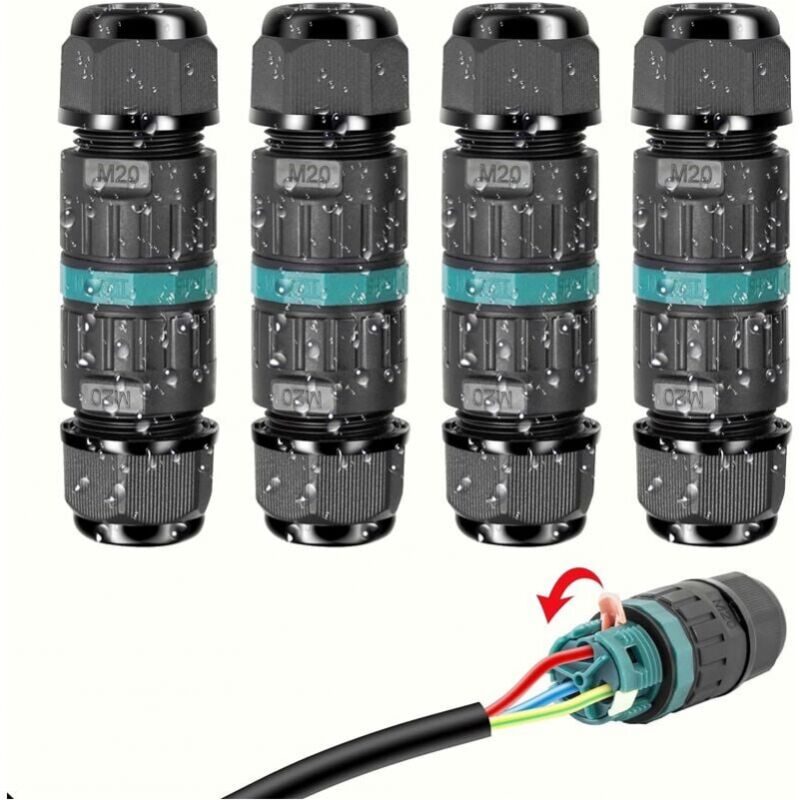 foto del prodotto cyslmuk 4 pezzi connettore elettrico impermeabile ip68 connettore per cavo a 3 fili scatola di giunzione esterna impermeabile, scatola di