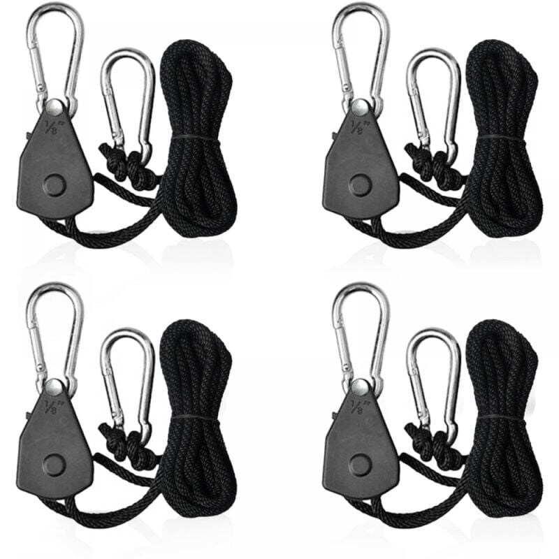foto del prodotto cyslmuk - 4 pezzi corde a cricchetto regolabili con ganci da 1 8 corda tenditore a cricchetto per tenda da sole per lampada o piante
