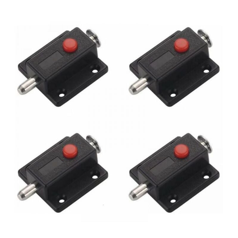 foto del prodotto cyslmuk 4 pezzi di serratura, pulsante a molla automatico di sicurezza scorrevole per armadi, serrature per porte interne ed esterne, finestre,