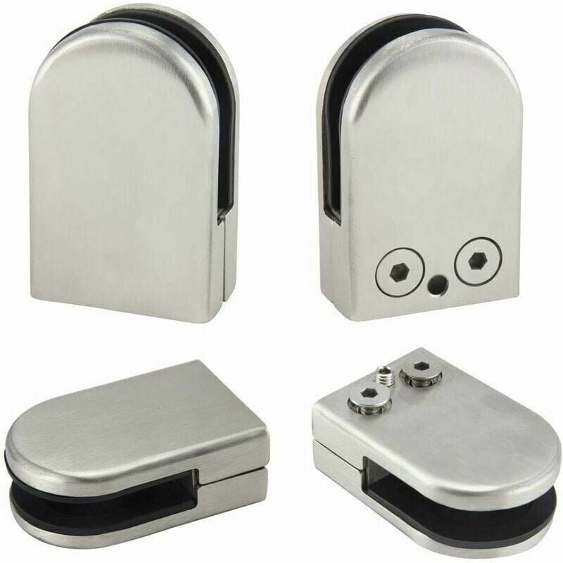 foto del prodotto cyslmuk 4 pezzi di staffe per morsetti in vetro, 6 8 mm, in acciaio inox, supporti per morsetti in vetro regolabili, argento