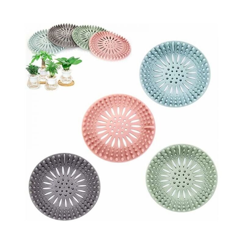 foto del prodotto cyslmuk 4 pezzi filtro per capelli in silicone, filtro di protezione per fori di scarico, utilizzato in bagno e cucina, bagno, facile da pulire