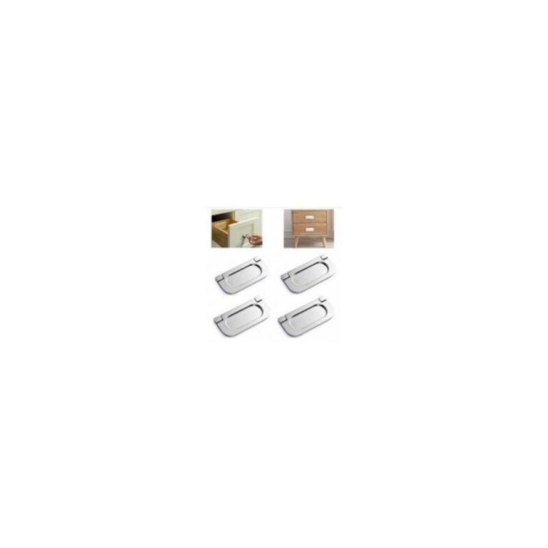 foto del prodotto cyslmuk 4 pezzi maniglie invisibili in acciaio inox argento cassettiera armadio guardaroba accessori con viti 75 mm maniglie per porte di mobili