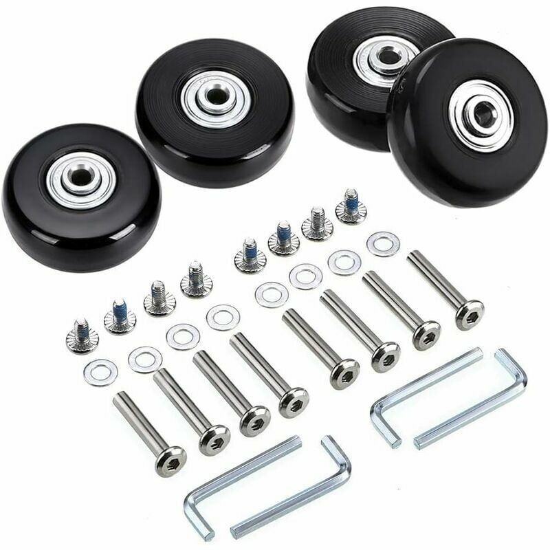 foto del prodotto cyslmuk 4 pezzi ruote universali per bagagli, ruote di ricambio per bagagli da 45 x 18 mm, ruote per bagagli, set di valigie in gomma e metallo per