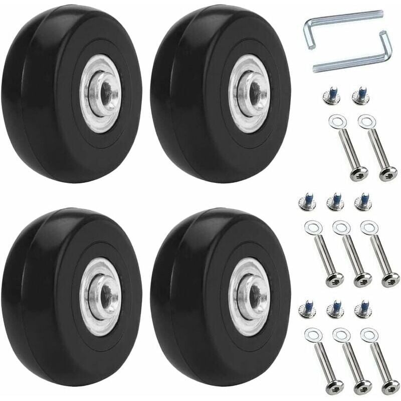 foto del prodotto cyslmuk 4 pezzi ruote universali per bagagli, ruote di ricambio per bagagli da 50 x 18 mm, ruote per bagagli, set di valigie in gomma e metallo per
