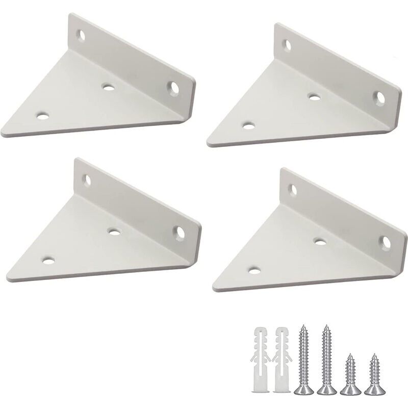 foto del prodotto cyslmuk 4 pezzi staffe per mensole triangolari, staffa a parete per giardino, cucina, soggiorno, carico 20 kg con viti, mensola bianca