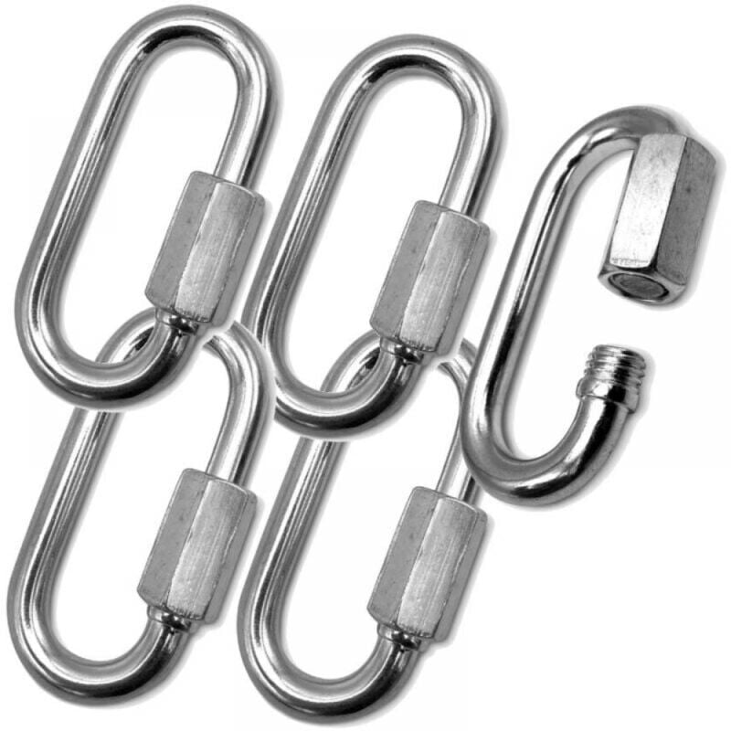 foto del prodotto cyslmuk 5 pezzi 7 mm forma d 304 acciaio inossidabile moschettoni a ghiera rapida mini moschettoni a ghiera per escursionismo campeggio esterno