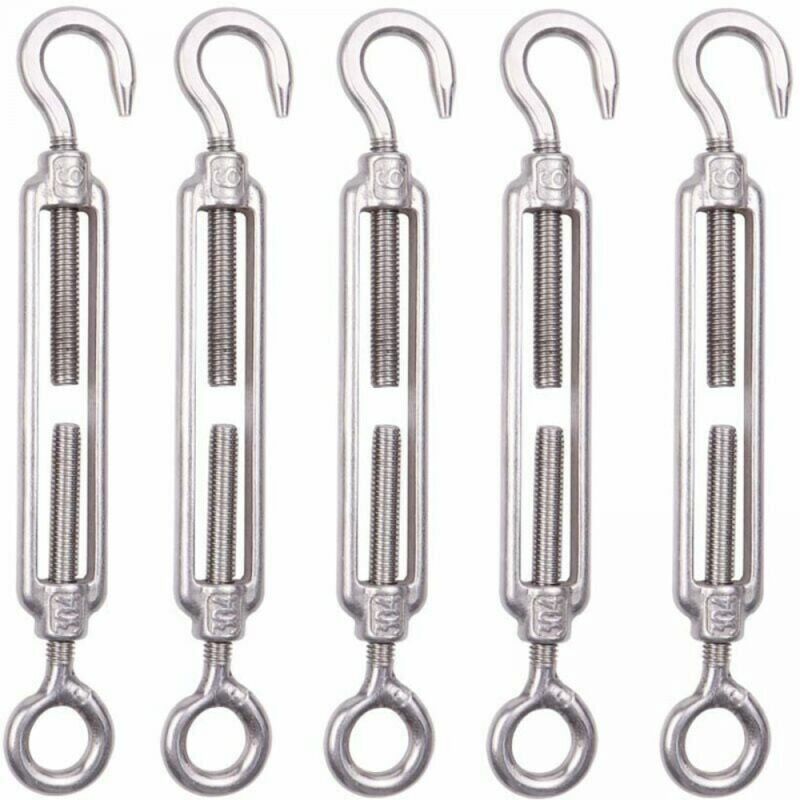foto del prodotto cyslmuk 5 pezzi tenditore per cavi in acciaio inossidabile m6, tenditore per recinzioni da 6 mm, tenditore per maglie metalliche regolabile in