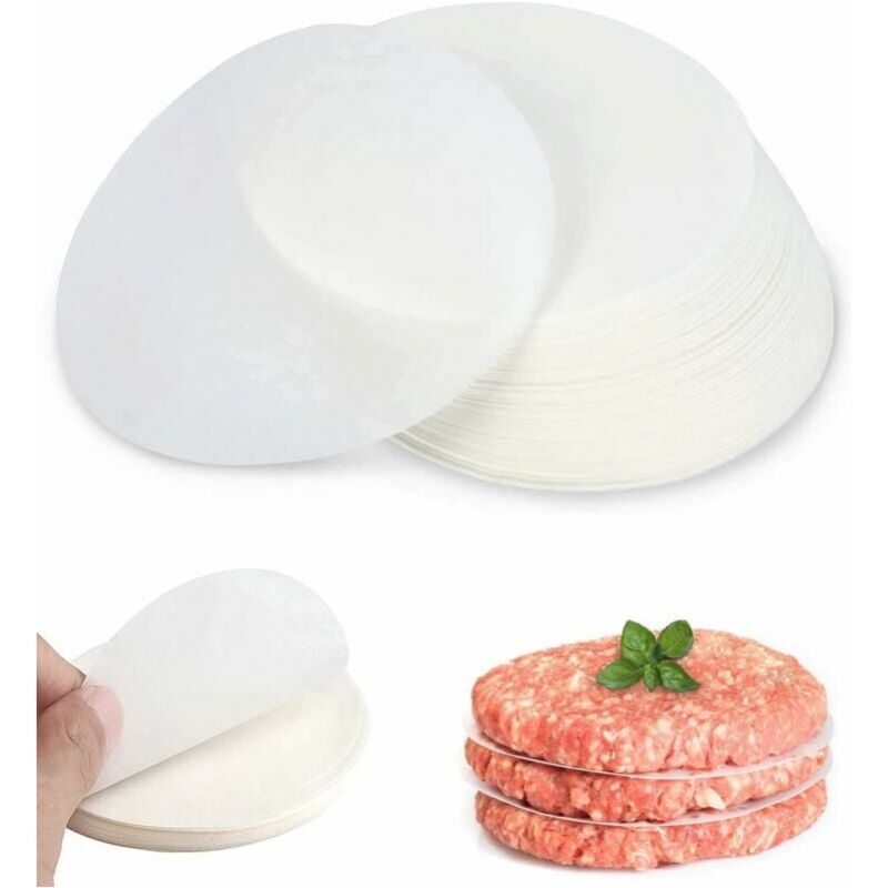 foto del prodotto cyslmuk 500 fogli di carta per hamburger rotondi, carta da forno per torte carta antiaderente, carta per alimenti rotonda da 11 cm, carta
