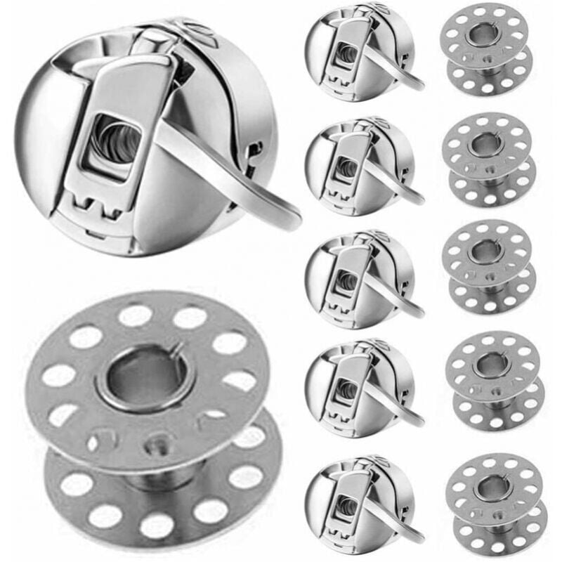 foto del prodotto cyslmuk 6 bobine per macchina da cucire, custodia per bobine in acciaio inossidabile, 6 bobine per macchina da cucire, bobine in metallo per