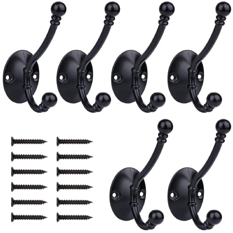 foto del prodotto cyslmuk 6 ganci appendiabiti, ganci appendiabiti retr da parete, ganci per porta in metallo per bagno, cucina, camera da letto, ingresso, nero