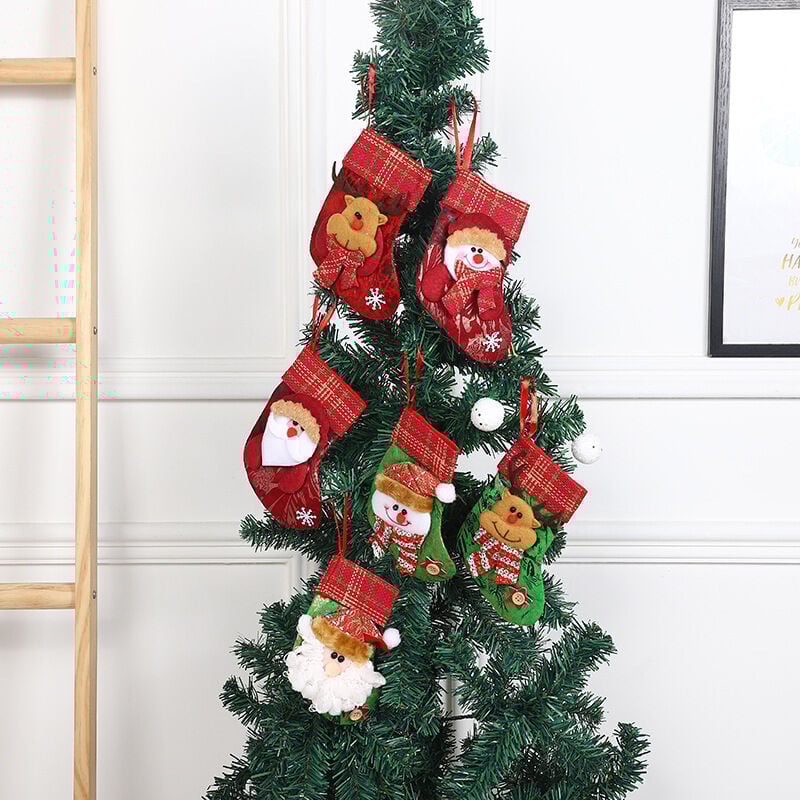 foto del prodotto cyslmuk 6 mini calze di natale, calze di natale da camino da 14,3x11,5 cm, calze di natale da appendere, calze di natale, decorazioni per calze di