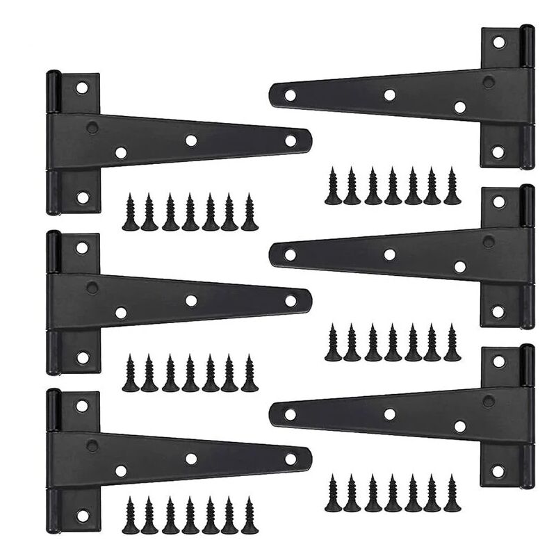 foto del prodotto cyslmuk 6 pezzi cerniere per porte resistenti, cerniere per porte da 6 pollici, cerniere a t nere, cerniere piatte in acciaio inossidabile per