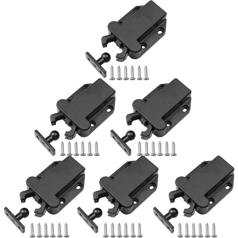 foto del prodotto cyslmuk 6 pezzi di chiusure a scatto, chiusure a scatto con viti, chiusure a pressione per porte, armadi e cassetti, nero