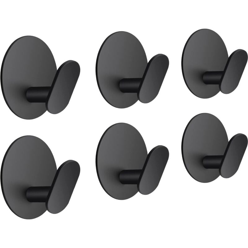 foto del prodotto cyslmuk 6 pezzi ganci autoadesivi in acciaio inox impermeabile antiruggine portasciugamani da parete per cappelli cappotti asciugamani nero opaco