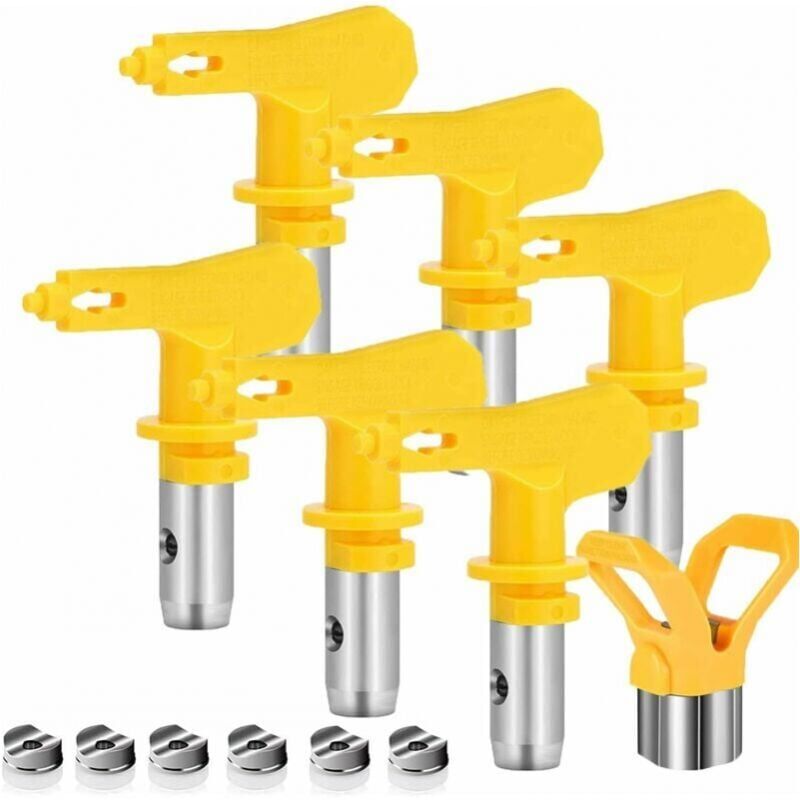 foto del prodotto cyslmuk 6 ugelli airless, ugelli per pistola a spruzzo airless per pistola per verniciatura ad alta pressione tipo 515, 517, 519, 521, 523, 525 