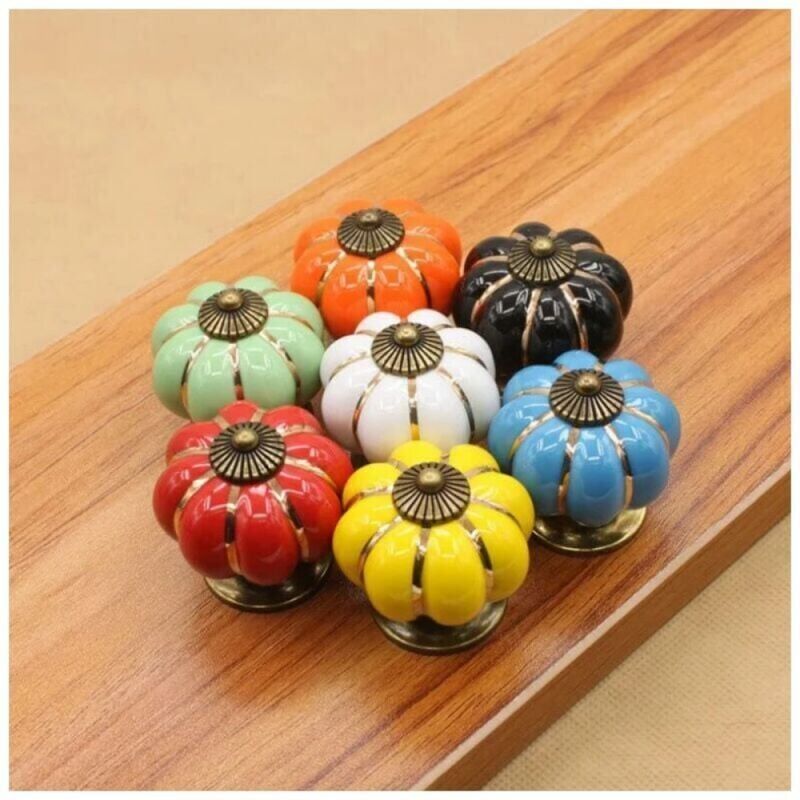 foto del prodotto cyslmuk 7 pezzi pomelli per cassetti in ceramica a forma di zucca pomelli per mobili per cassetti e armadietti della cucina colori misti ymyny
